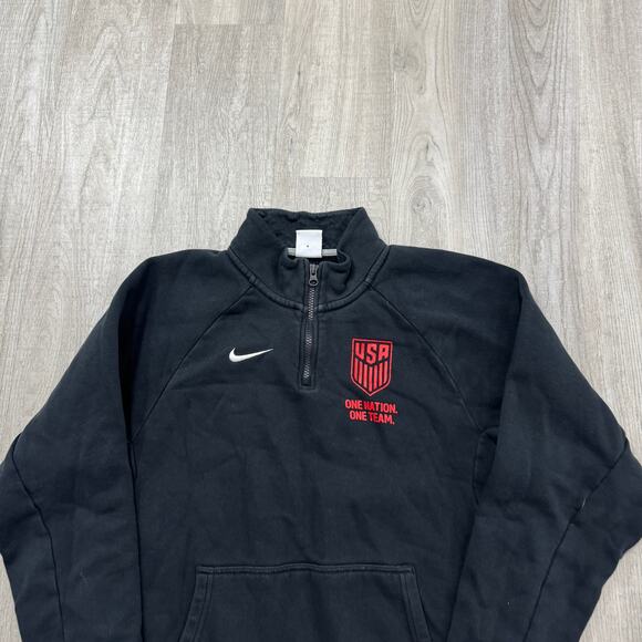 Nike United States Soccer 1/4 Zip Men's Small Black Red Pullover Sweatshirt USA - Picture 2 of 9